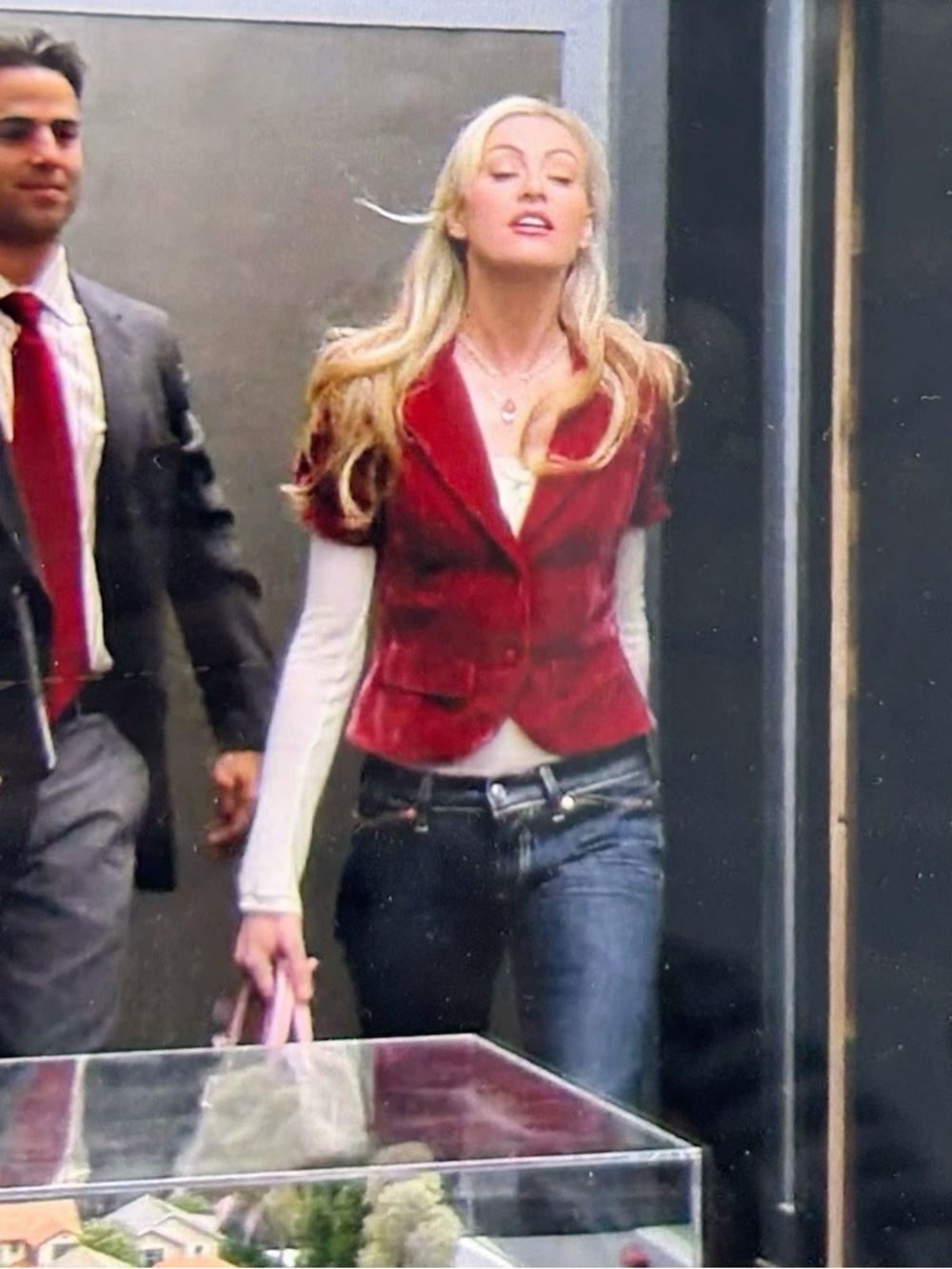 Women's Velvet Short Blazer Jacket - Red